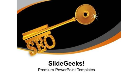 Golden Key With Seo Business Strategy PowerPoint Templates Ppt Backgrounds For Slides 0213