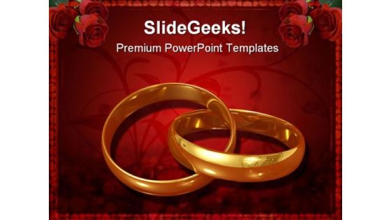 Golden Rings Wedding PowerPoint Template 0610 Golden Rings Wedding PowerPoint Template 0610
