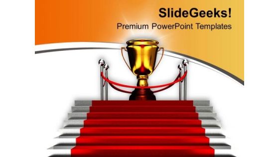 Golden Trophy On Red Carpet Success PowerPoint Templates Ppt Backgrounds For Slides 0313 Golden Trophy On Red Carpet Success PowerPoint Templates Ppt Backgrounds For Slides 0313