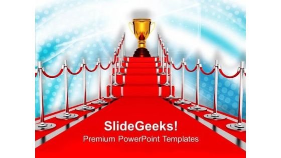 Golden Trophy On Red Carpet Winner PowerPoint Templates Ppt Backgrounds For Slides 0313 Golden Trophy On Red Carpet Winner PowerPoint Templates Ppt Backgrounds For Slides 0313