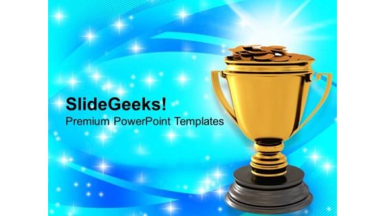 Golden Trophy With Dollar Coins Reward Winner PowerPoint Templates Ppt Backgrounds For Slides 0213 Golden Trophy With Dollar Coins Reward Winner PowerPoint Templates Ppt Backgrounds For Slides 0213