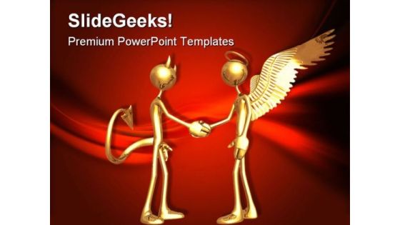 Good With Devil Handshake PowerPoint Templates And PowerPoint Backgrounds 0311 Good With Devil Handshake PowerPoint Templates And PowerPoint Backgrounds 0311