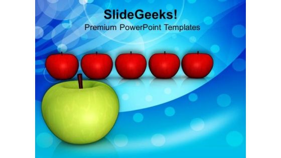 Green Apple Among Red Apples PowerPoint Templates Ppt Backgrounds For Slides 0813 Green Apple Among Red Apples PowerPoint Templates Ppt Backgrounds For Slides 0813