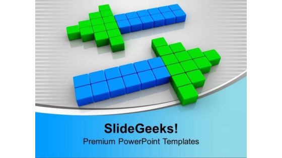 Green Arrows In Opposite Direction Success PowerPoint Templates Ppt Backgrounds For Slides 0113