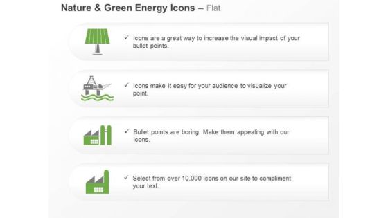 Green Energy Icons For Factory Solar Light Symbols Ppt Slides Graphics