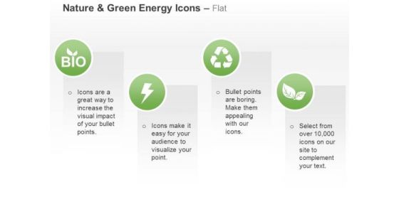 Green Energy Icons With Text Boxes Ppt Slides Graphics
