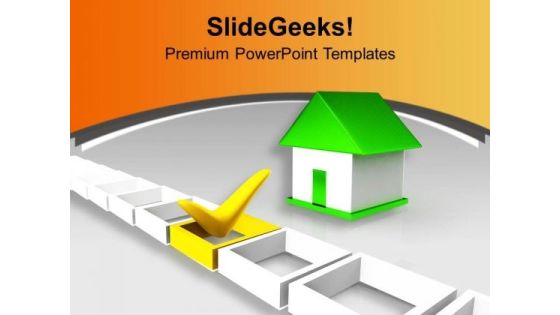 Green Home Besides Yellow Tick Mark PowerPoint Templates Ppt Backgrounds For Slides 0213 Green Home Besides Yellow Tick Mark PowerPoint Templates Ppt Backgrounds For Slides 0213