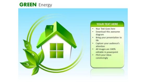 Green House Energy Efficient House PowerPoint Templates Green Ppt Slides