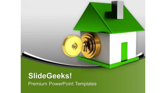 Green House With Security Key Safety PowerPoint Templates Ppt Backgrounds For Slides 0213 Green House With Security Key Safety PowerPoint Templates Ppt Backgrounds For Slides 0213