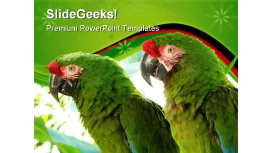 Green Parrots Animals PowerPoint Templates And PowerPoint Backgrounds 0611 Green Parrots Animals PowerPoint Templates And PowerPoint Backgrounds 0611