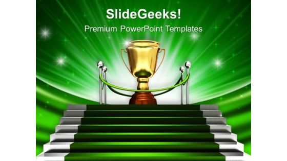 Green Stairway To Trophy PowerPoint Templates Ppt Backgrounds For Slides 0213 Green Stairway To Trophy PowerPoint Templates Ppt Backgrounds For Slides 0213