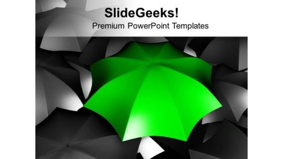 Green Umbrella In Black Umbrellas PowerPoint Templates Ppt Backgrounds For Slides 0113 Green Umbrella In Black Umbrellas PowerPoint Templates Ppt Backgrounds For Slides 0113