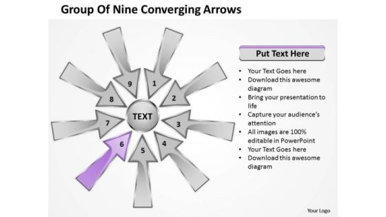 Group Of Nine Coverging Arrows Ppt Cycle Process Network PowerPoint Slide
