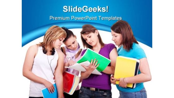 Group Of Studying Girls Education PowerPoint Template 1110 Group Of Studying Girls Education PowerPoint Template 1110