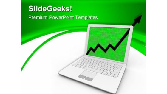 Growth Arrow On Laptop Success PowerPoint Themes And PowerPoint Slides 0711