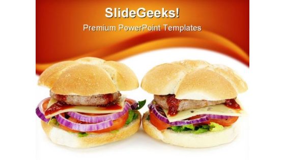 Hamburger Food PowerPoint Template 0810 Hamburger Food PowerPoint Template 0810