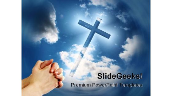 Hands Cross Religion PowerPoint Template 0610