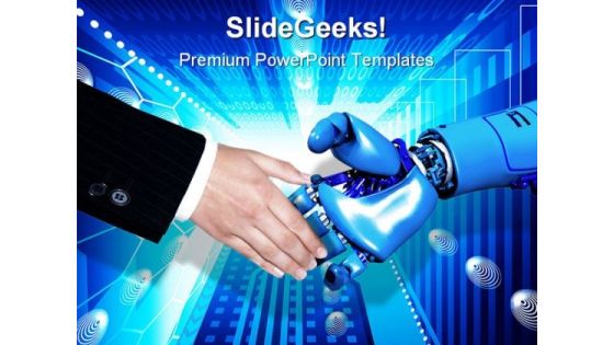 Handshake Technology PowerPoint Template 0610 Handshake Technology PowerPoint Template 0610