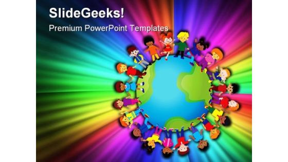 Happy Kids Global PowerPoint Template 0810