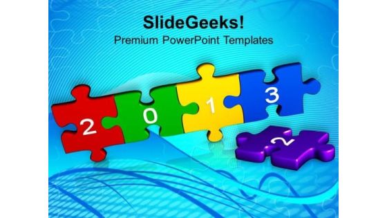 Happy New Year 2013 With Puzzle Pieces PowerPoint Templates Ppt Backgrounds For Slides 1112