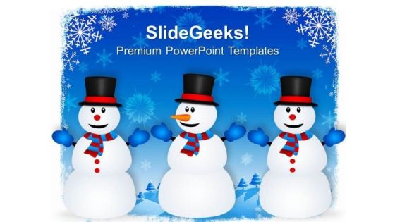 Happy Snowmen On Winter Background Holiday PowerPoint Templates Ppt Background For Slides 1112 Happy Snowmen On Winter Background Holiday PowerPoint Templates Ppt Background For Slides 1112