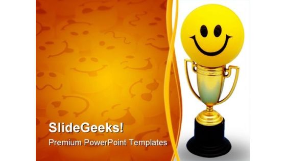Happy Trophy Sports PowerPoint Template 0910 Happy Trophy Sports PowerPoint Template 0910