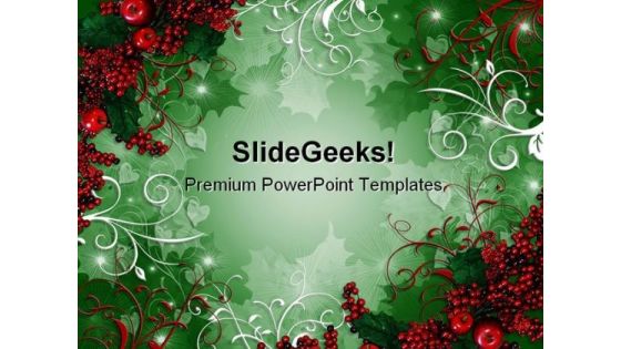 Holly Berries01 Christmas PowerPoint Template 0610