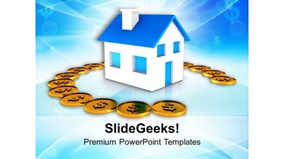 Home Surrounded By Dollars Insurance Savings PowerPoint Templates Ppt Backgrounds For Slides 0213