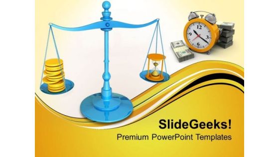Hourglass And Coins On Scales Concept PowerPoint Templates Ppt Backgrounds For Slides 0813 Hourglass And Coins On Scales Concept PowerPoint Templates Ppt Backgrounds For Slides 0813