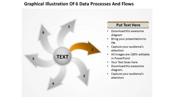 Illustration Of 6 Data Processes And Flows Cycle Arrow PowerPoint Templates