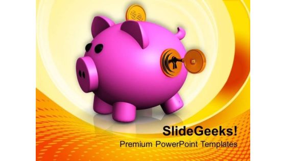 Illustration Of Locked Piggy Bank Savings PowerPoint Templates Ppt Backgrounds For Slides 0213