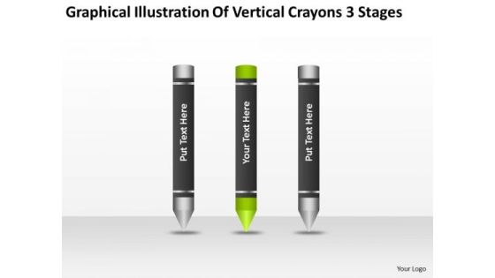 Illustration Of Vertical Crayons 3 Stages Business Plan PowerPoint Slides
