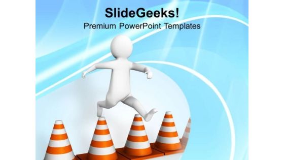 Image Of A Man Crossing Traffic Cones PowerPoint Templates Ppt Backgrounds For Slides 0713 Image Of A Man Crossing Traffic Cones PowerPoint Templates Ppt Backgrounds For Slides 0713