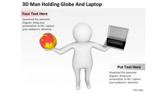 Images Of Business People 3d Man Holding Globe And Laptop PowerPoint Slides Images Of Business People 3d Man Holding Globe And Laptop PowerPoint Slides