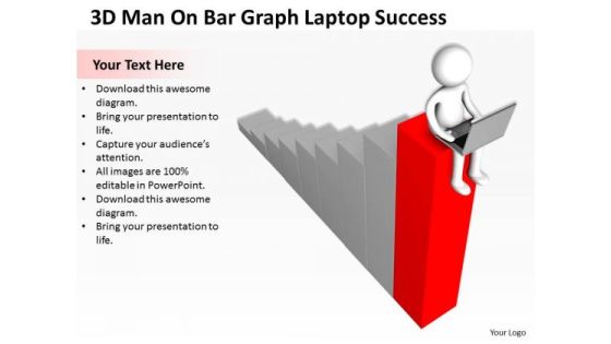 Images Of Business People 3d Man On Bar Graph Laptop Success PowerPoint Slides