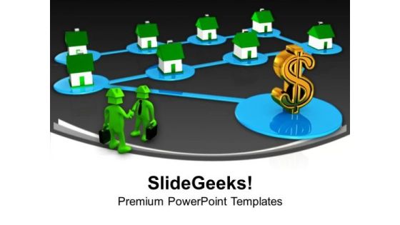 Interconnected Houses Man Dealing Business PowerPoint Templates Ppt Backgrounds For Slides 0213