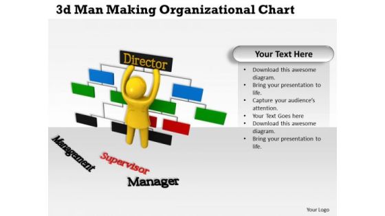 Internet Business Strategy 3d Man Making Organizational Chart Concept