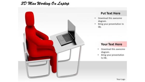 It Business Strategy 3d Man Working On Laptop Concept