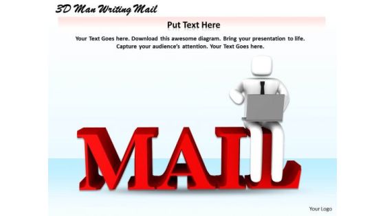 It Business Strategy 3d Man Writing Mail Concept It Business Strategy 3d Man Writing Mail Concept