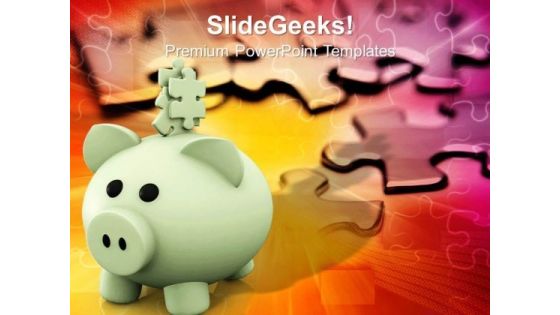 Jigsaw Pieces On Piggy Bank Saving PowerPoint Templates And PowerPoint Themes 1012 Jigsaw Pieces On Piggy Bank Saving PowerPoint Templates And PowerPoint Themes 1012