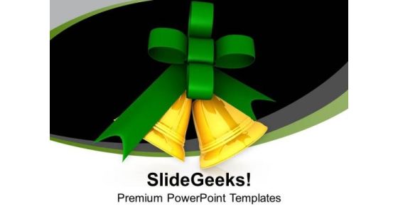 Jingle Bells With Green Bow For Christmas PowerPoint Templates Ppt Backgrounds For Slides 0713 Jingle Bells With Green Bow For Christmas PowerPoint Templates Ppt Backgrounds For Slides 0713