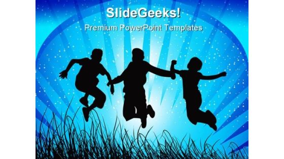Jumping Children PowerPoint Templates And PowerPoint Backgrounds 0411
