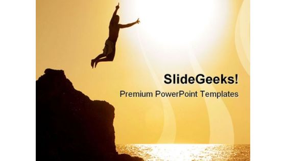 Jumping Off The Cliff Beach PowerPoint Templates And PowerPoint Backgrounds 0311 Jumping Off The Cliff Beach PowerPoint Templates And PowerPoint Backgrounds 0311