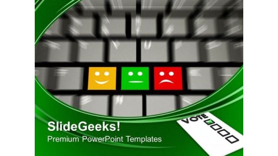 Keyboard With Icons To Vote In Online Survey PowerPoint Templates Ppt Backgrounds For Slides 0313