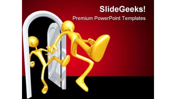 Kicked Out The Door People PowerPoint Template 1110