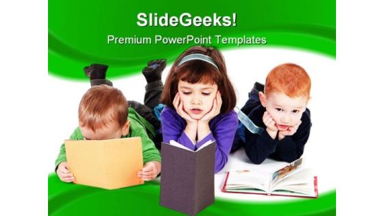Kids Reading Books Education PowerPoint Template 1110 Kids Reading Books Education PowerPoint Template 1110