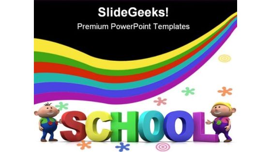 Kids With School Education PowerPoint Template 1110