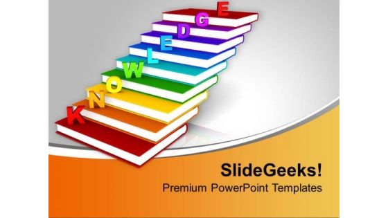 Knowledge On Books As Staircase Education PowerPoint Templates Ppt Backgrounds For Slides 0213