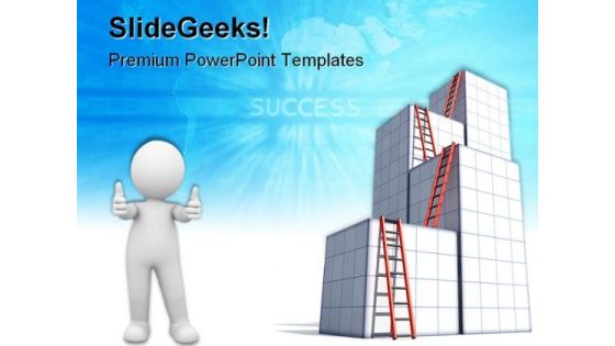 Ladders To Success Business PowerPoint Templates And PowerPoint Backgrounds 0611 Ladders To Success Business PowerPoint Templates And PowerPoint Backgrounds 0611