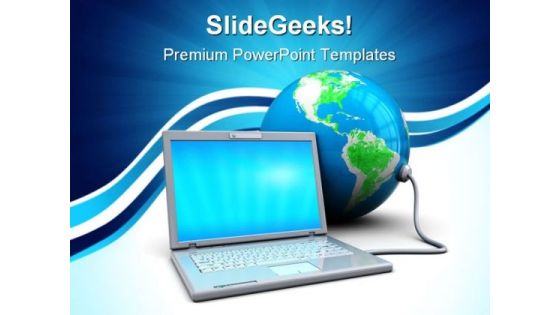 Laptop And Earth Globe PowerPoint Templates And PowerPoint Backgrounds 0411 Laptop And Earth Globe PowerPoint Templates And PowerPoint Backgrounds 0411